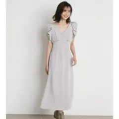 SNIDEL バリエーションプリントパフスリワンピース グレー 1