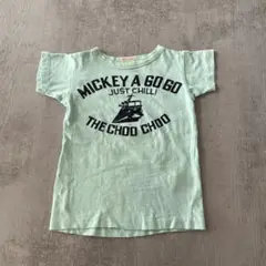 美品　デニムダンガリー　ミッキー　ミントカラー　半袖　Tシャツ
