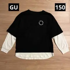 GU 重ね着風 トレーナー 150 黒