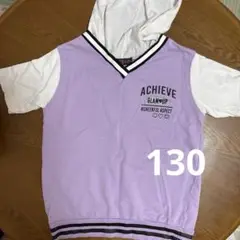 紫色 フード付きトップス130