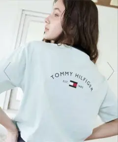 トミー ヒルフィガー　リンガーTシャツ　メンズレディース　グリーン　M