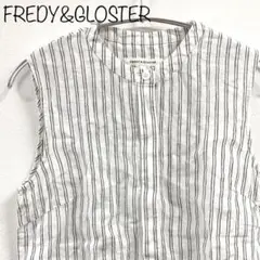【FREDY&GLOSTER】リネンノースリーブシャツ　麻　ストライプ　36