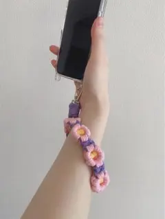 ꧁ハンドメイドマクラメストラップ꧂パープル❃ピンク❃イエロー