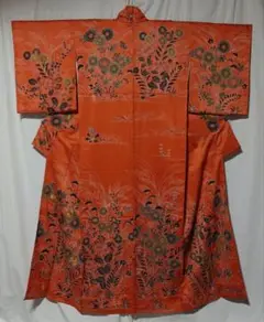 正絹〜訪問着〜刺繍〜金駒刺繍〜金彩〜菊草花文〜未使用品〜トールサイズ