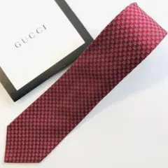 GUCCI ネクタイ 紋章柄 エンジ色