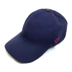 中古 グッチ キャンバス ベースボール キャップ 帽子 ネイビー XL 60