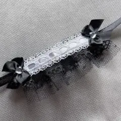 333 ぬいぐるみ用 ヘッドドレス 10cmぬい 黒 ハート ビジュー リボン