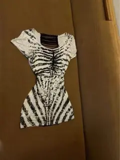 平成ギャル　00s ゼブラ柄タイトフィットTシャツ