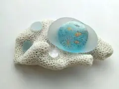No.780 珊瑚と熱帯魚の置物　シーグラスアート
