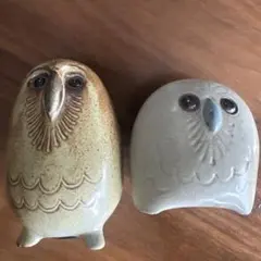 フクロウ型陶器貯金箱 2個セット