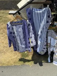 浴衣野良シャツ　浴衣袴パンツ　希望セットアップ14000円