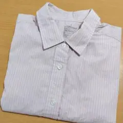 無印良品　MUJI　シャツ　婦人　長袖　ピンク　ストライプ　綿
