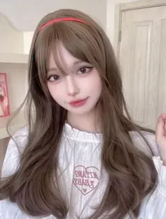 耐熱性合成ウィッグ ロングストレート 直毛 リネンブラウン 24インチ
