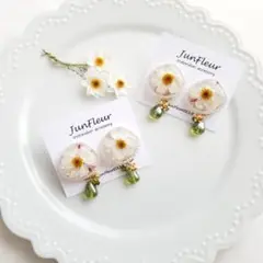 117*【金具固定】花かんざし(グリーン) ピアス/イヤリング