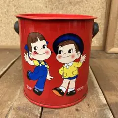 当時物 不二家 ペコちゃん ペール缶 ブリキ缶 シャビー レトロ ビンテージ