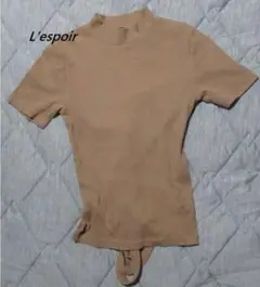 L'espoir ベージュ半袖 トップス バックレースリボン