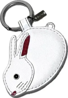COACH　コーチ　チャーム　キーホルダー　キーリング　ウサギ　レザー　ホワイト