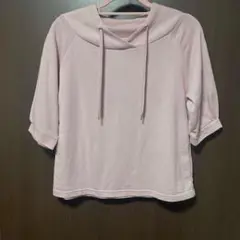 フード付き五分袖カットソー ピンク　Ｍ