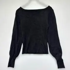 グレイル/美品/オフショルダーリブ編みセーター ブラック 春も着れる　肩広め