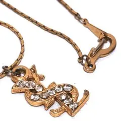 R930 イヴサンローラン ネックレス YSL ロゴ ラインストーン ゴールド