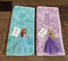 新品　ディズニープリンセス　タオルハンカチ ◆丸眞◆ ミント& パープル　2枚