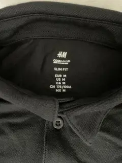 H&M COOLMAX スリムフィット ブラックポロシャツ