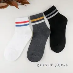 レディース サイズ22~25 2ストライプ 3足セット