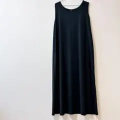 8ブラック ノースリーブ ロングワンピース 黒 ワンピース 夏 古着