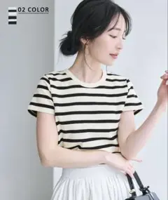 半袖クルーネックボーダートップス ベースメントオンライン