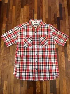 Dickies チェック柄 麻混半袖シャツ XL