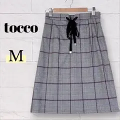 トッコクローゼット ひざ丈 タイトスカート M グレンチェック グレー