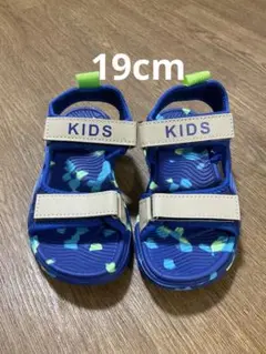 キッズ サンダル 青と緑 カモフラージュ　19cm
