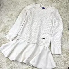 未使用級✨ バーバリーブルーレーベル ニットワンピース ケーブルニット ホワイト