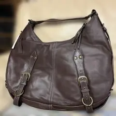 ダークブラウン レザー ショルダーバッグ