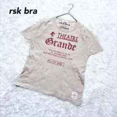 【rskbra】キャンバス生地風 半袖Tシャツ M ベージュ ロゴプリント 春夏