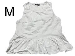 美品　zara ザラ フリルノースリーブ　タンクトップ　ペプラム　白　M