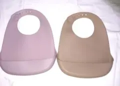 シリコンビブ　お食事エプロン　離乳食　バースデイ　２枚セット　くすみカラー
