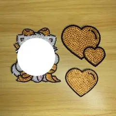 【即購入可能⭕️】うちわデコ ストーンデコ パーツ 3点セット ネコ 猫 オレンジ