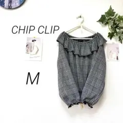 9269-1 CHIP CLIP グレンチェック長袖フリルカットソー M