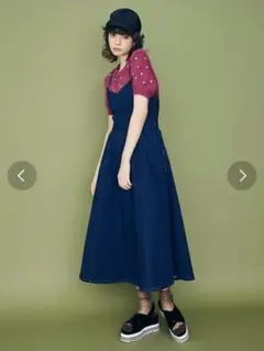 dazzlin　ダズリン　レースアップデニムジャンスカ　キャミワンピ　インディゴ