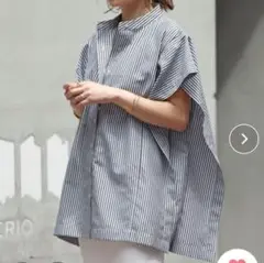 【美品】Bonjour Sagan バンドカラースクエアポンチョシャツ