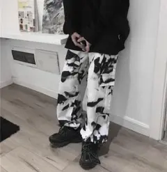 カーゴパンツ イージーパンツ タイダイ柄 モノトーン レディース