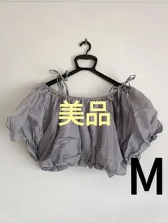 【定価¥5,940】archives リボンバルーン半袖ブラウス グレー