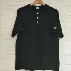 Champion チャンピオン　ブラック ヘンリーネック Tシャツ L