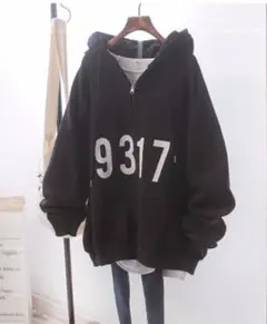 【残り2点】ビッグシルエット ナンバーロゴ ハーフジップパーカー ゆったり XL