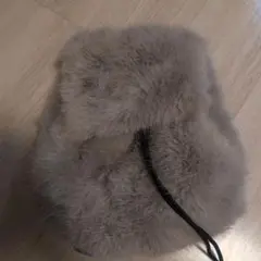 グレージュ ファー 巾着型リュック