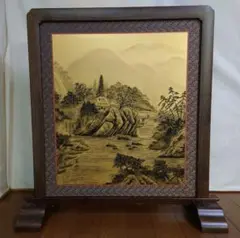 #衝立別注4.5尺和風桑色仕上げ衝立地域限定配達　中襖山水画に古代金　１台限定 2025年最新】襖画衝立の人気アイテム - メルカリ