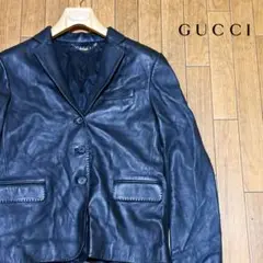 イタリア製 GUCCI グッチ レザー テーラードジャケット