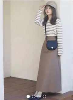 【GRL】 リネン混ベーシックフレアスカート ブラウン