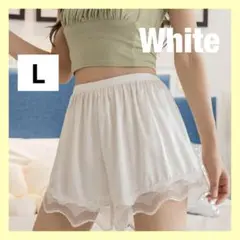 ペチパンツ　ホワイト　L ペチコート　インナーウェア　下着 ルームウェア　レース